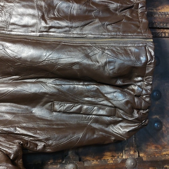 Haband Leather Jacket Size XXL Moto Style Patchwork Leather Street Style Fashion - Picture 4 of 13